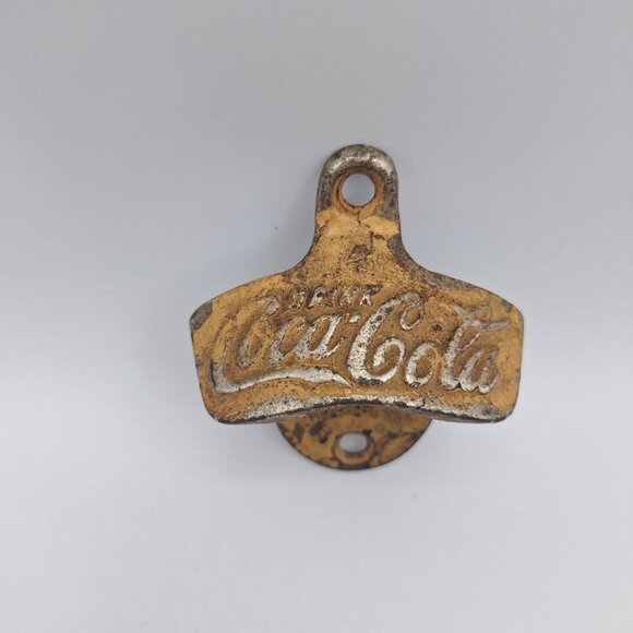 Coca Cola Bottle Opener Metal Vintage Painted Yellow 3 Inch Cast Iron Starr X - Picture 12 of 12